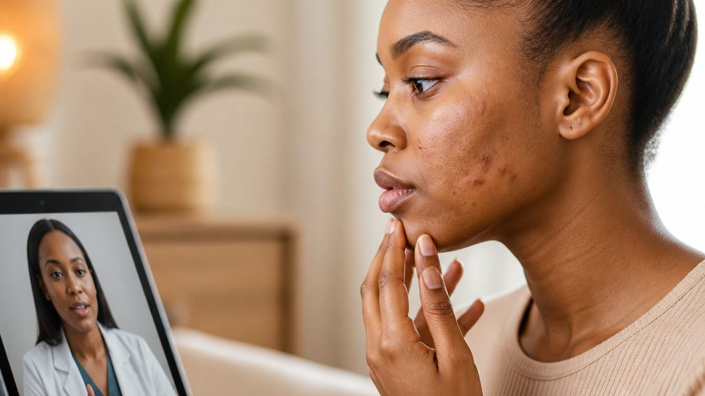 Close-up of healthy African skin representing acne care