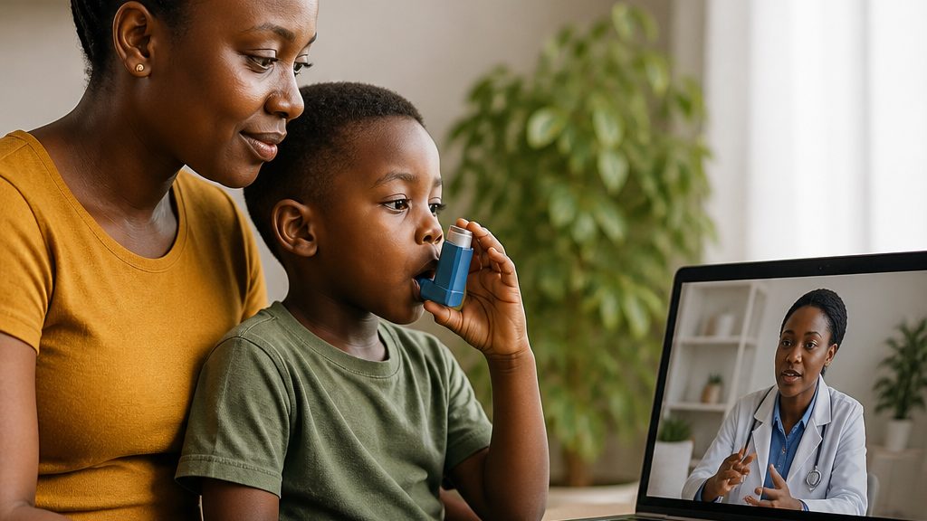 Mother holding her young child during a paediatric consultation
