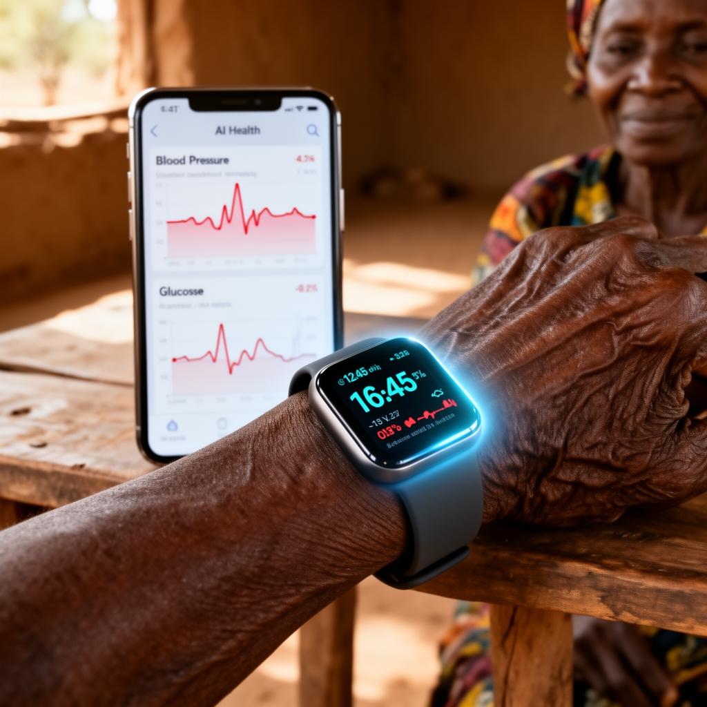 A wearable health device streaming real-time vitals to an AI-powered dashboard