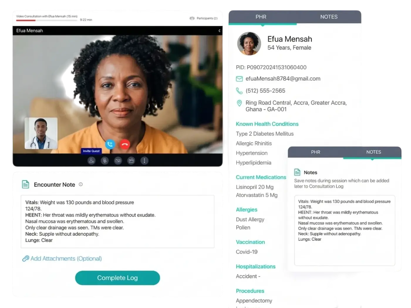 ASV Clinic in-call patient health record and encounter notes