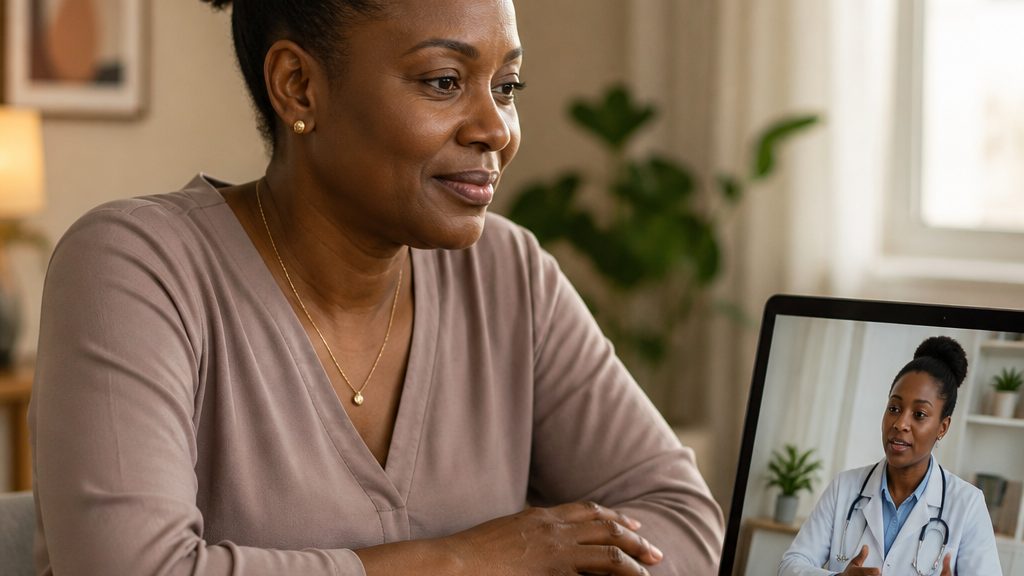 Editorial portrait representing menopause care